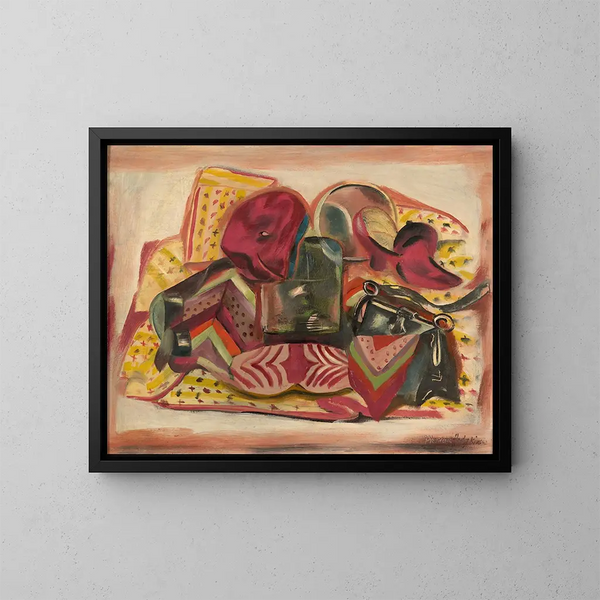 Naturaleza muerta con autorretrato - Frances Hodgkins — cuadro enmarcado en la pared
