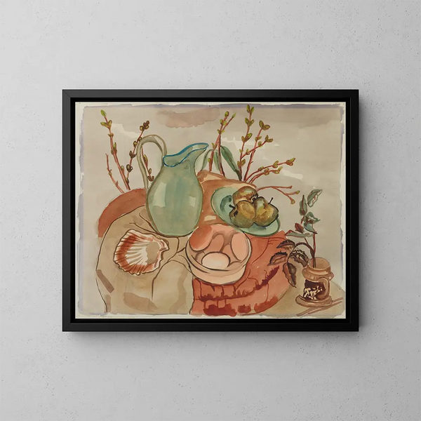 Naturaleza muerta con huevos y sauce - Frances Hodgkins — cuadro enmarcado en la pared