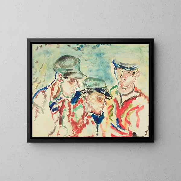 Tres niños pescadores - Frances Hodgkins — cuadro enmarcado en la pared