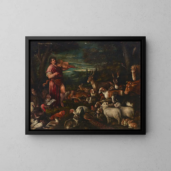 Orfeo encantando a los animales - Francesco Bassano el Viejo — cuadro enmarcado en la pared