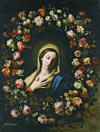 Francesco Caldei - A Flower Garland Surrounding The Virgin Annunciate.webp