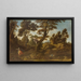 Landscape painting with the angel appearing to Agar and leading her to the well - Francesco Cozza — framed artwork on a wall