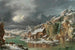 Paisaje de invierno con viajeros cerca de un río - Francesco Foschi — vista de la obra