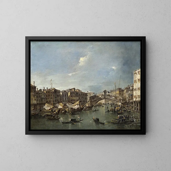Gran Canal con el puente del Rialto, Venecia - Francesco Guardi — cuadro enmarcado en la pared