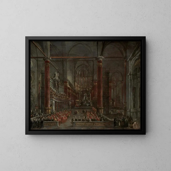 Ceremonia pontifical en SS Giovanni e Paolo, Venecia, 1782 - Francesco Guardi — cuadro enmarcado en la pared