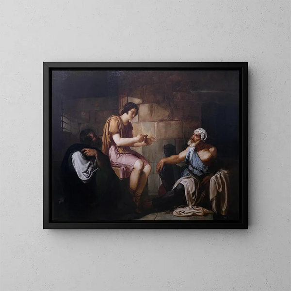 Joseph interpreta los sueños de los prisioneros - Francesco Hayez — cuadro enmarcado en la pared