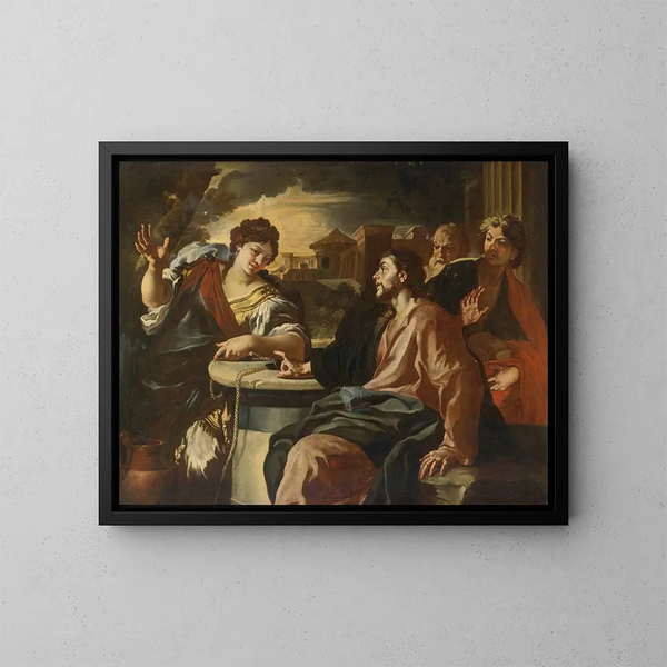 The Christ and the Samaritan Woman - Francesco Solimena — framed artwork on a wall