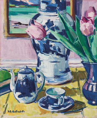 Francis Campbell Boileau Cadell - Still life with Tulips and Iona.webp