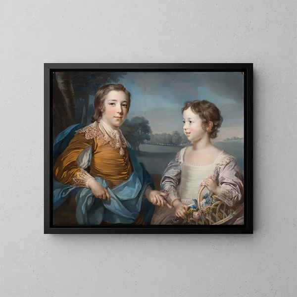 Retrato de Joseph (1741-1786) y de su hermano John Gulston (1750-1764) - Francis Cotes — cuadro enmarcado en la pared
