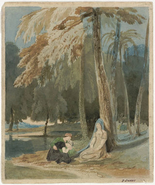 Francis Danby - Three Women Seated by a Wooded Lake.webp