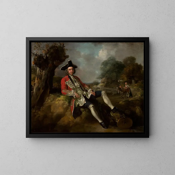 Retrato de un caballero - Francis Hayman — cuadro enmarcado en la pared