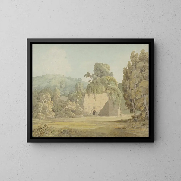 A ruin covered with ivy - Francis Towne — framed artwork on a wall