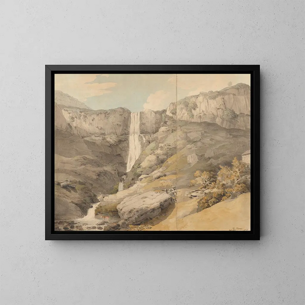 View of the Rhydaer - Francis Towne — framed artwork on a wall
