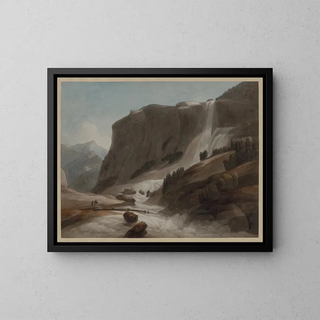 Cascada entre Chiavenna y el monte Splügen - Francis Towne — cuadro enmarcado en la pared