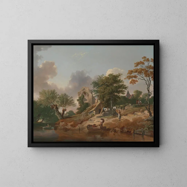 Vista sobre el Medway - Francis Wheatley — cuadro enmarcado en la pared