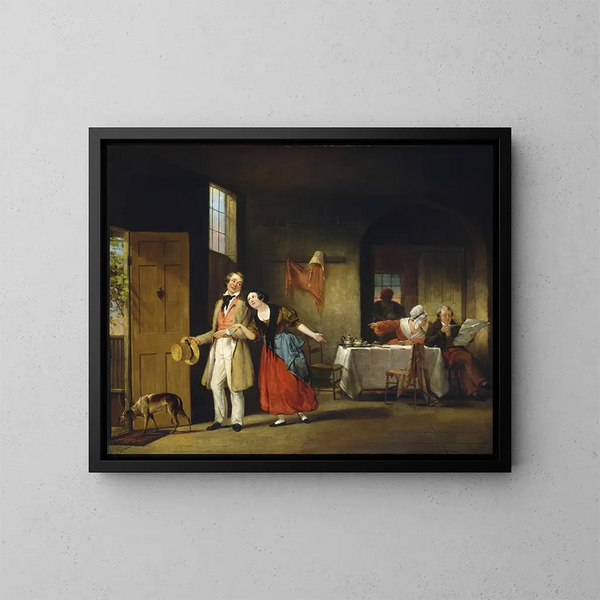 El primo tímido - Francis William Edmonds — cuadro enmarcado en la pared
