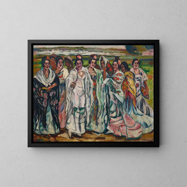 Chulas - Francisco Iturrino — cuadro enmarcado en la pared