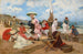 mujeres elegantes en la playa con un perro - Francisco Miralles y Galup — vista de la obra