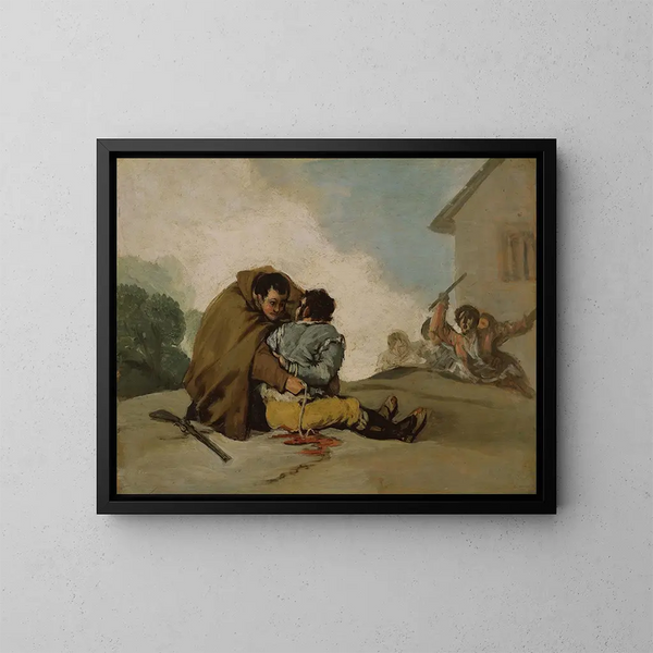 The brother Pedro ties El Maragato with a rope - Francisco de Goya — framed artwork on a wall