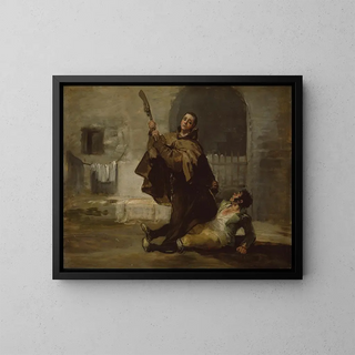 El hermano Pedro golpea a El Maragato con la culata del fusil - Francisco de Goya — cuadro enmarcado en la pared