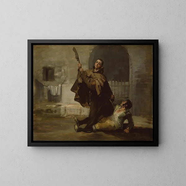 The brother Pedro strikes El Maragato with the rifle butt - Francisco de Goya — framed artwork on a wall