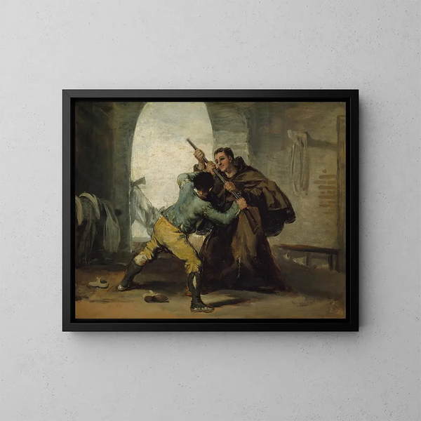 The brother Pedro snatches the pistol from El Maragato - Francisco de Goya — framed artwork on a wall