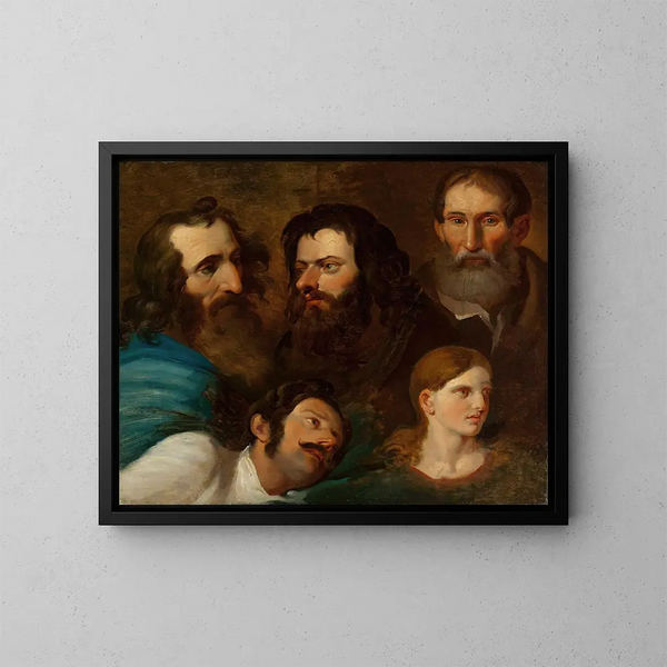 Estudio de cinco cabezas - Franciszek Ksawery Lampi — cuadro enmarcado en la pared