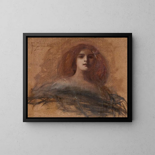 Mujer con cabello rizado - Franciszek Żmurko — cuadro enmarcado en la pared