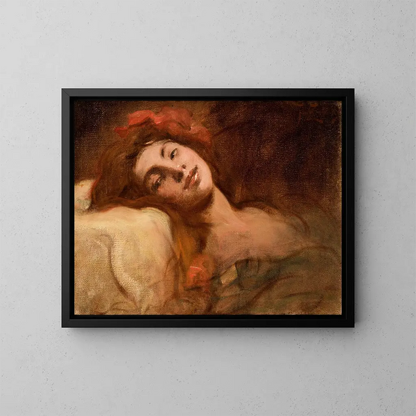 Estudio de una cabeza de mujer - Franciszek Żmurko — cuadro enmarcado en la pared