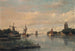 Ships on the Oude Maas in front of the Grote Kerk of Dordrecht - François Carlebur — artwork view