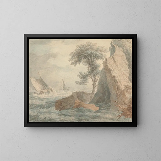 Francois Vivares - Ships by a Rocky Shore.webp