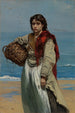 Joven con cesta en la playa El duelo de Irlanda - Frank Buchser — vista de la obra