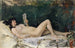 Joven mujer acostada en una cama y leyendo - Frank Buchser — vista de la obra