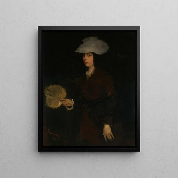 Dama con abanico - Frank Duveneck — cuadro enmarcado en la pared