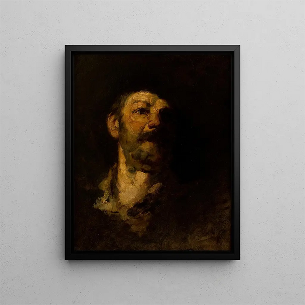 Estudio de un hombre con sombrero - Frank Duveneck — cuadro enmarcado en la pared