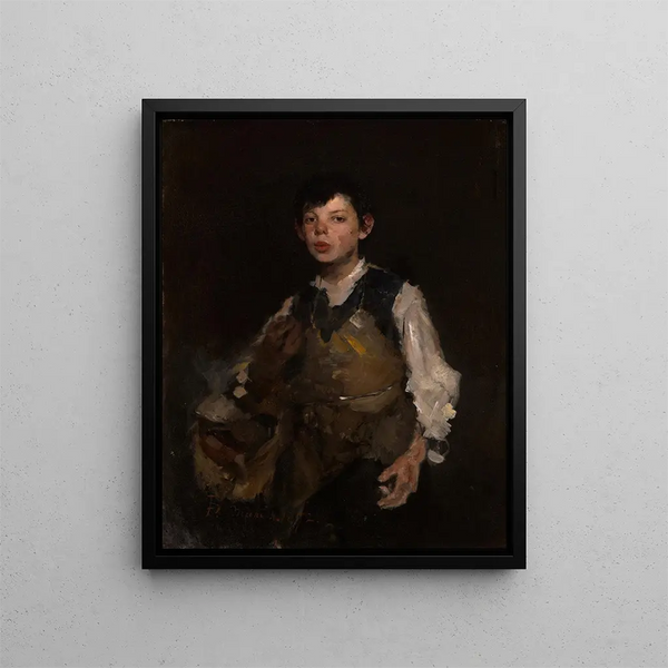 El niño silbador - Frank Duveneck — cuadro enmarcado en la pared