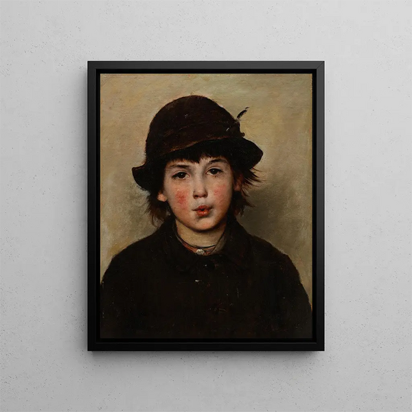 Niño silbando - Frank Duveneck — cuadro enmarcado en la pared