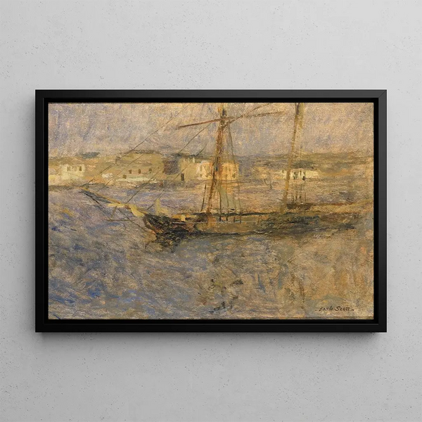 Navires au mouillage Cherbourg n° I - Frank Edwin Scott — cuadro enmarcado en la pared