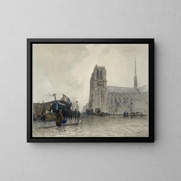 Notre-Dame view from the Pont au Double - Frank Myers Boggs — framed artwork on a wall