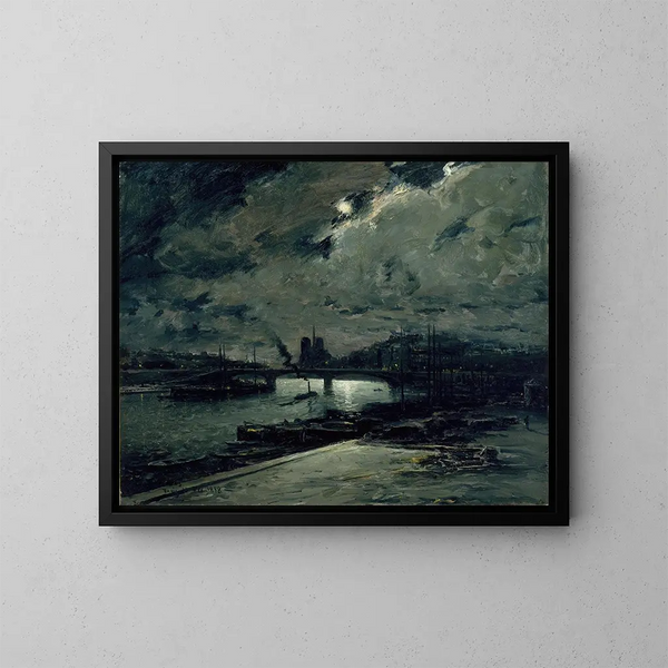 Quai de la Seine à Paris au clair de lune - Frank Myers Boggs — framed artwork on a wall