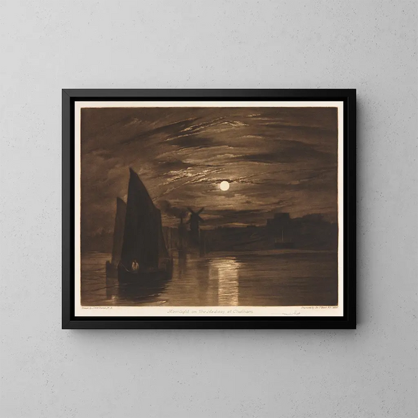 Luz de luna sobre el Medway en Chatham - Frank Short — cuadro enmarcado en la pared
