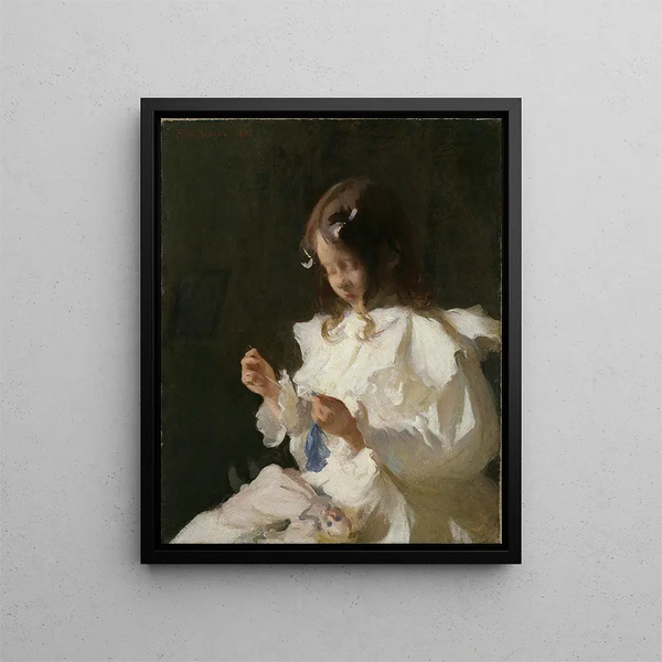 Frank Weston Benson - Portrait of a Child Sewing.webp