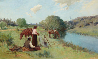 Frank Wright - Maoris on a river bank.webp