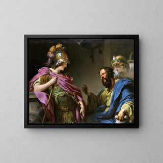 Alcibiade enseñado por Sócrates - François-André Vincent — cuadro enmarcado en la pared