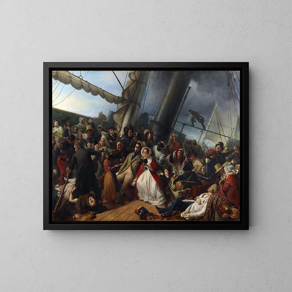 Mal de mer au bal à bord d'une corvette anglaise - François-Auguste Biard — framed artwork on a wall