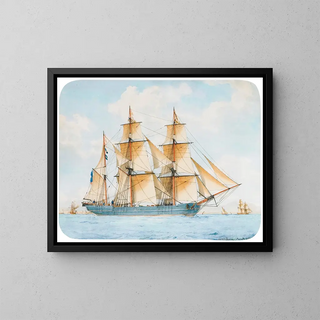 El barco La Atalaya - François-Geoffroy Roux — cuadro enmarcado en la pared