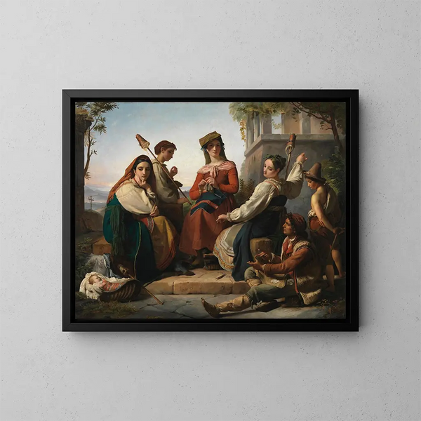 Les fileuses de Fondi - François-Joseph Navez — framed artwork on a wall
