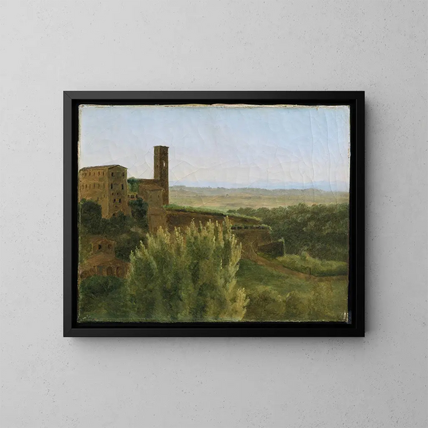 Vista de Tivoli con la iglesia de San Silvestro - François-Marius Granet — cuadro enmarcado en la pared