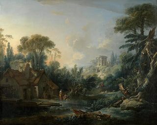 Paisaje con un molino de agua - François Boucher — vista de la obra