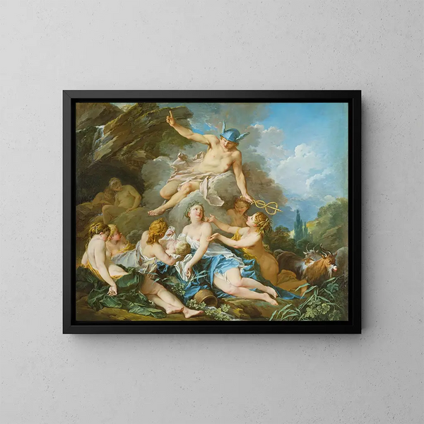 Mercure confiado al Niño Baco con las Ninfas - François Boucher — cuadro enmarcado en la pared